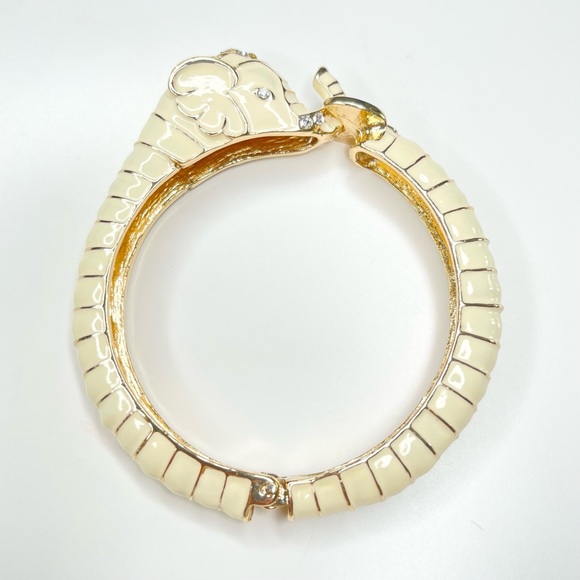 Elephant Cuff Bracelet with Rhinestones in Ivory/Gold - Picture 1 of 5